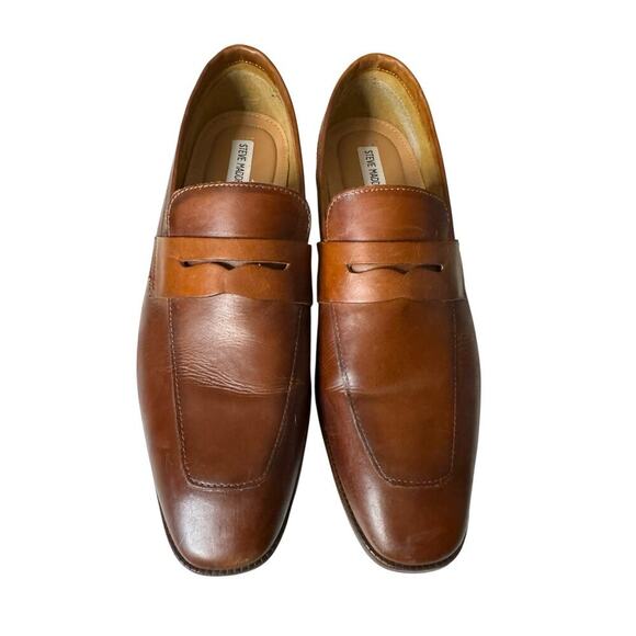 Steve Madden Dalton Penny Loafers Leather Size 10.5 Cognac Brown Old Money main image 6